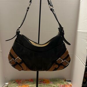 Black and Brown Firenze Italian Leather Shoulder Bag
